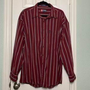 CHAPS RALPH LAUREN: Red and Striped Button Down